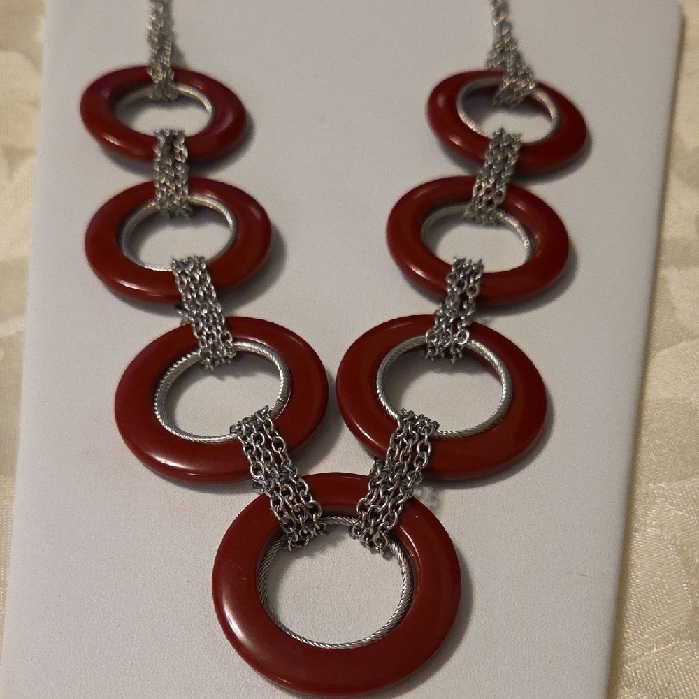 Elegant Red and Silver Necklace